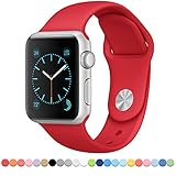 FanTEK Soft Silicone Sport Style Replacement iwatch Strap for Apple Wrist Watch 42mm Models - Small/Medium - Red