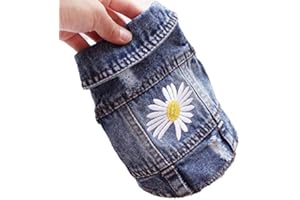 FUQIBASICS Pet Clothes Dog Jeans Jacket Cool Puppy Denim Dog Shirts for Small Medium Dogs Cats Lapel Vests Vintage Washed Dog Clothes Scratch Design Dog Coat