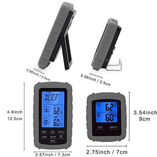UPGRADED HomEnjoy Wireless Remote Digital Cooking Food Meat Thermometer with Dual Probe for Smoker Grill BBQ Thermometer, Gray