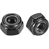 uxcell Hex Lock Nuts - M5 x 0.8mm Carbon Steel Nylon Insert Self-Locking Nuts for Fasteners, 50Pcs Black