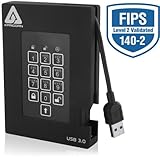 Apricorn Aegis Padlock Fortress FIPS 140-2 Level 2 Validated 256-bit Encrypted USB 3.0 Hard Drive with PIN Access, 500 GB