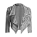 New Womens Black White Stripe Print Open Front Waterfall Crop Blazer Jacket Coat