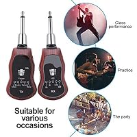 UHF Wireless Guitar System，Acogedor UHF Guitar Synthesize Effector，Guitar Transmitter Receiver，Wireless Audio Transmission Set for Electric Guitar Bass Violin