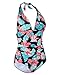 Firpearl Women's Retro 50s One Piece Swimsuit V Neck Halter Ruched Bathing Suit