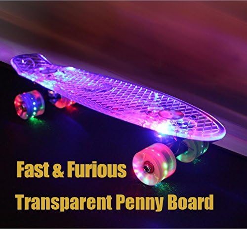 PST@ Green Transparent Peny Board Skateboard Complete Retro Cruiser Mini Longboard Skate Fish Long Board skate wheel Pnny Board 22