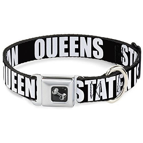 Dog Collar Seatbelt Buckle New Yorks Five Burroughs Bold Black White 9 to 15 In…