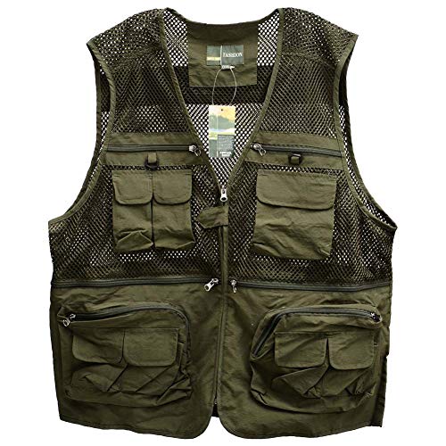 DAFAFISHING Herren Outdoor Weste Anglerweste mit Vielen Taschen praktischen Reißverschluss Netz Breathable Camping Jagd…