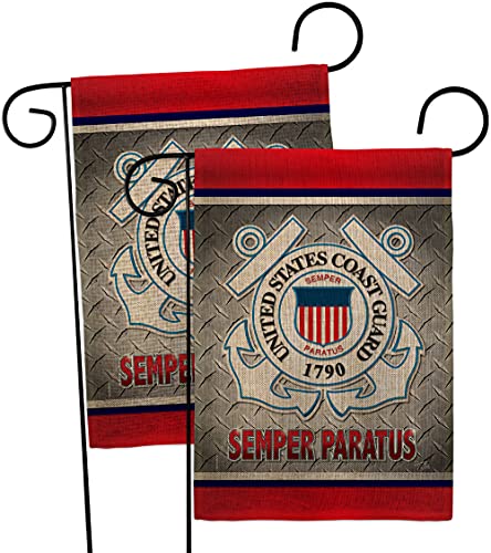 Semper Paratus US Coast Guard Burlap Garden Flag - 2pcs Pack Armed Forces USCG…