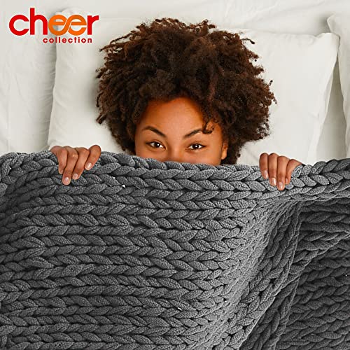Cheer Collection Chunky Knit Blanket Soft Knitted Throw Blankets for