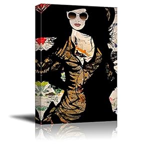Fashionable Woman Sketch on Grunge Background