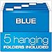 Pendaflex Desktop File with 5 Blue Letter Size Hanging File Folders - Portable File Organizer w/Tabs & Inserts - 12 1/4 x 6 x 9 1/2 Granite Finish Plastic File Box - Fits Desktop and Drawers - 1 Unit