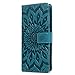 Samsung Galaxy S9 Case, PU Leather Wallet Case Sunflower Pattern Flip Folio Magnetic Book Skin Shell with Credit Card Slots and Kickstand Wrist Strap Soft TPU Bumper Full Proteciton, Blue