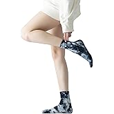 Yoga Pilates Socks with Grips for Women Non Slip Colorful Tie Dye Cushioned Ankle Socks for Barre Ballet Dance
