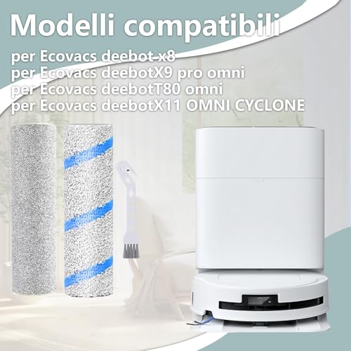 2 Pieces Canvas Roller for Ecovacs Deebot X8, X9 Pro Omni, T80 Omni,X11 Omni Cyclone Suction Robot Parts, X11 Omni Cyclone Accessory Set, T80 Omni Accessories