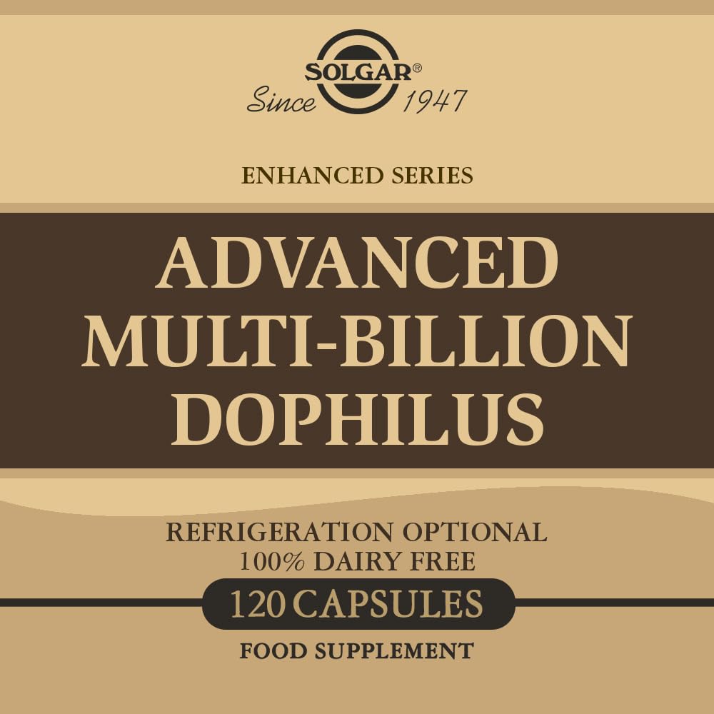 Solgar Advanced Multi-Billion Dophilus Vegetable Capsules - Pack of 120-4 Curated Strains of Beneficial Microorganisms - for Digestion and Immune Support - Vegan and Gluten Free