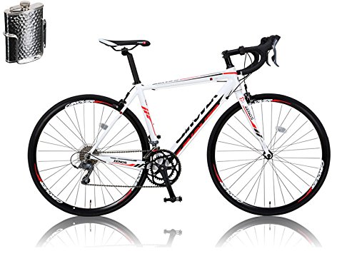 クリスマス特集 ロードバイク シマノ16段変速 アルミフレーム B01a553vri メーカー保証1年 Car 011 Zenos 700c Canover カノーバー ロードバイク 軽量クランク ステンレスボトル ケージセット ホワイト フロントledライト付 ホワイト 欲しいの