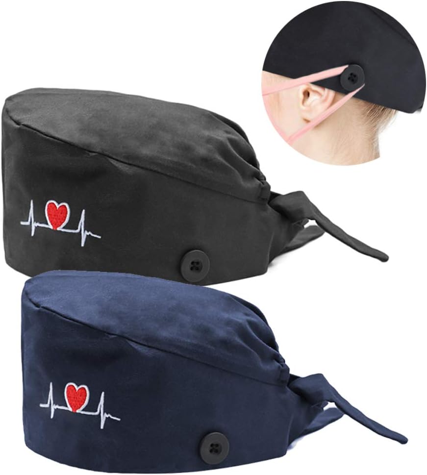 Women's and Men's Caps Working Hat with Buttons Sweatband Adjustable Hats One Size Multiple Color