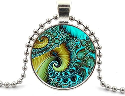 JEANCZ Glass Cabochon Necklace Ball Beads Pendant Blue Chapter Tail for DIY Jewelry Pendant Necklace