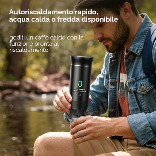 Portable Electric Espresso Machine, 3 in 1 Portable Coffee Machine, 5 Minutes Self-Heating, with USB-C Compatible with Small Capsules, Large Capsules, Ground Coffee