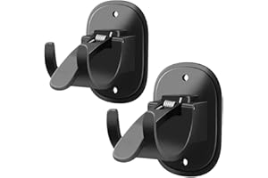 AMZAOMNN 2PCS Upgraded Self Adhesive Curtain Rod Brackets，Curtain Rod Hooks，Curtain rods no Drilling，Curtain Rod Brackets for Wall，for0.6~1.7 inch Curtain Rod (Black)