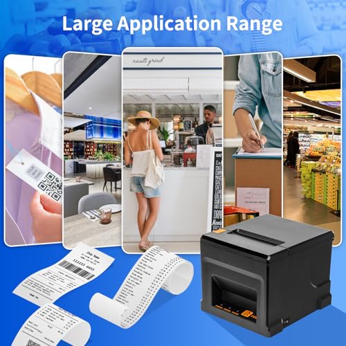 NetumScan 80mm 300mm/s POS Thermal Receipt Printer Thermal Receipt Printer with Automatic Cash Drawer, USB Ethernet Interface, Support Windows/Mac/Linux, Printer from