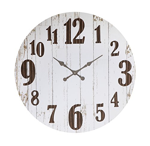 Creative Coop Black & White Round Wood & Metal Wall Clock