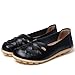 CIOR Women's Genuine Leather Loafers Casual Moccasin Driving Shoes Indoor Flat Slip-on Slippers,M556,Black,40
