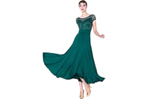 Short Sleeve Ballroom Dance Dresses for Women Waltz Dance Outfit Tango Practice Dancewear Large A-Line Skirt