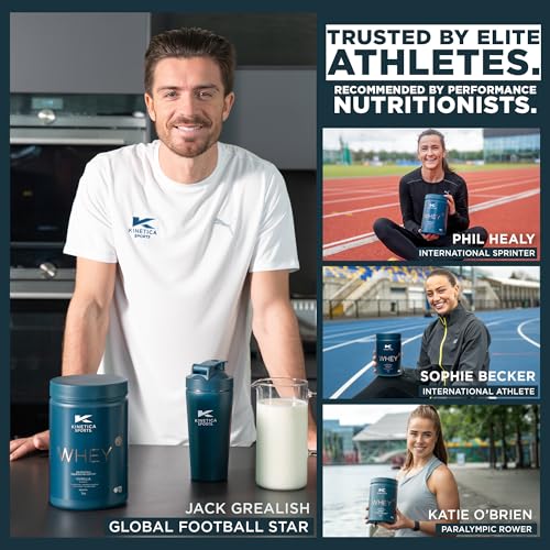 Kinetica Sports Whey Protein Powder - Vanilla, 1Kg, 33 Servings | 23g Protein, 5.5g BCAA Amino Acid & 4.32g Glutamine | Recovery Shake for Optimum Nutrition | WADA & Informed Sport Approved