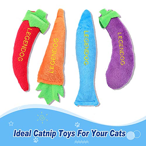 Legendog 4PCS Catnip Toys for Cats, Original 100% Catnip Filled Kitten Toys, Cute Cat Toys Set