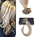 Sunny 16inch U Tip Hair Extensions Human Hair, Dark Ash Blonde to Bleach Blonde Highlight Extensions U Tip Keratin Remy Hair Extensions 1g/1s 50G