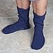 Home-X Navy Blue Adult Soft Knit Gripper, Non Skid Slippers Socks. One Sise Fits All (Man)