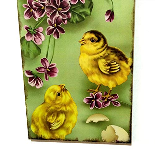 Mikilon Happy Easter Gift Chicken Hanging Wooden Plaque Festival Wall Door Decorative Sign Hanger Home Decor Photo Props Favors
