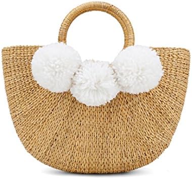 LOVEVRETK Beach Bag Straw Totes Bag Small Bucket Summer Bags With Women Handbag Braided Rattan Bag