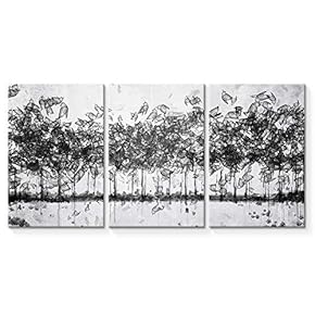 Wall26-3 Plane Canvas Wall Art-Abstract Oil Painting Tree Forest-Giclee Painting Wall Bedroom Living House Decoration Home Art - 16"x24" x 3 Panels