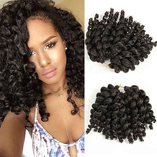 8 inch 5 packs Wand Curl 2X Synthetic Braiding Hair Crochet 22 roots/1pack Jamaican Bounce Synthetic Hair Extension 65g (8inch5pack, 4)