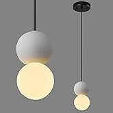 ADCTHOME Modern 1-Light Concrete Pendant Light Kitchen Islandceiling Light Fixture White Glass Globe Ball Pendant Lighting fo