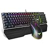 Havit Mechanical Keyboard and Mouse Combo RGB Gaming 104 Keys Blue Switches Wired USB Keyboards with Detachable Wrist…