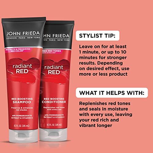 JOHN FRIEDA RADIANT RED SHAMPOO & CONDITIONER BUNDLE, ENHANCING SHAMPOO & CONDITIONER, HELPS ENHANCE SHADES, WITH POMEGRANATE AND VITAMIN E