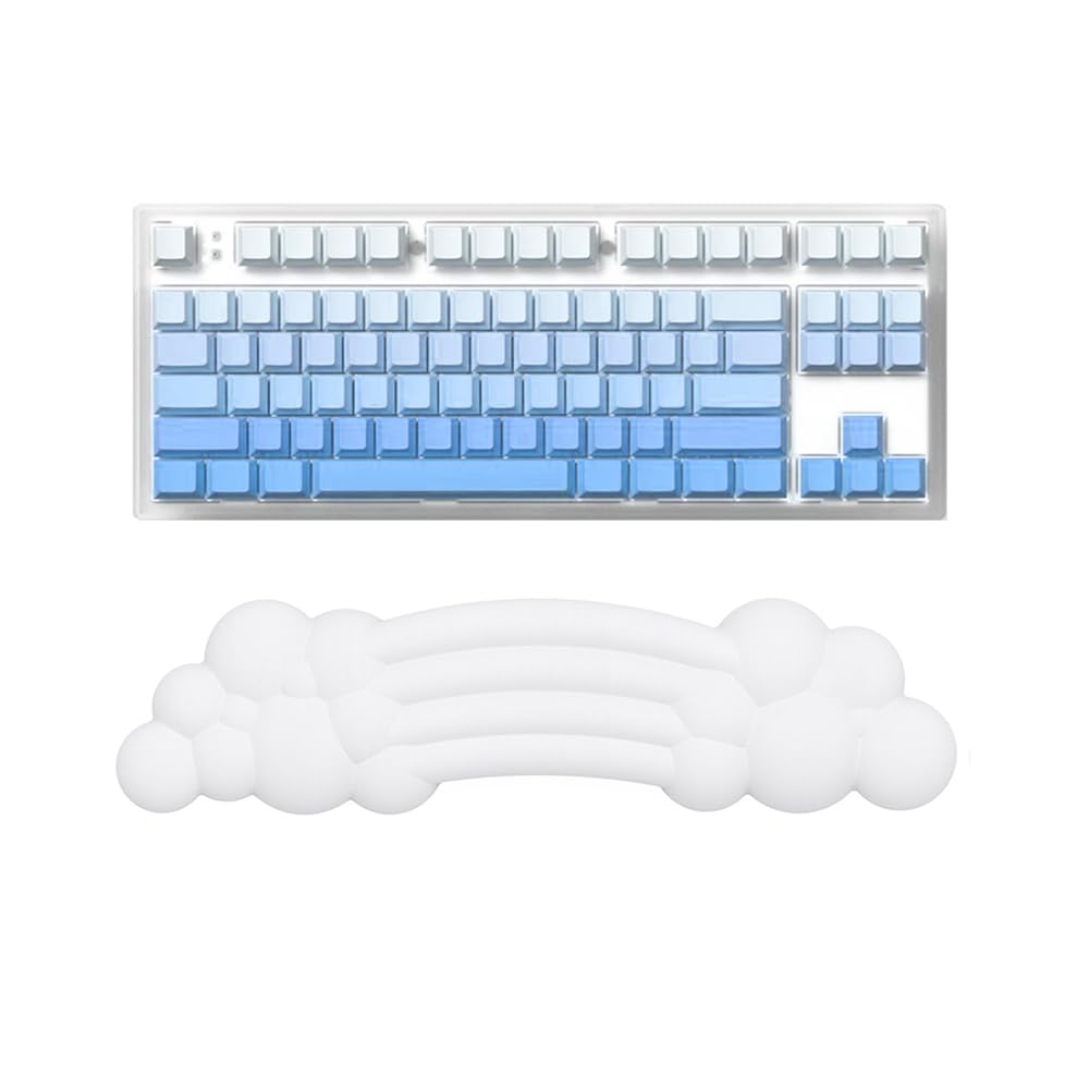 Keyboard Palm Rest Rainbow Keyboard Wrist Rest Ergonomic Wrist Support Memory Foam Cushion - Cloud-Soft Comfort - Anti-Slip Base for Computer/Laptop/Office/Gaming/Typing/Pain Relif - White