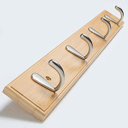 Pallamila KL150004 Home Modern Hook Rack, Coat Rack,Wall Mount, Bamboo and Zinc Alloy (4 Hooks, 19 Inch, Natural)