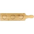 HinLot 3 Slots Bamboo Wine Serving Display Rack Flight Paddle Board for Wine Glass Jars (1)