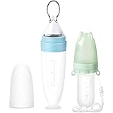 Termichy Baby Food Feeder Set, Silicone Pacifier Feeder and Squeeze Spoon Feeder for Infant Food Dispensing and Feeding (Blue