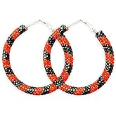 Halloween Rhinestone Hoop Earrings for Women Circle Earring Studs Handmade Costume Party Holiday Night Jewelry Gift