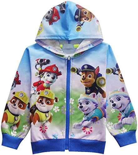 Wengift Little Boys' Cute Cartoon Dog Print Blue Jacket For 3-9Y