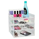 Acrylic Cosmetic Organizer with 3 Drawers, Removable Dividers and Top Shelf by D'Eco