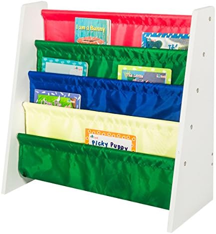 Edencomer FSC Certified 4 Pockets Bookshelf Eco-Friendly Home Kids Storage Rack, White