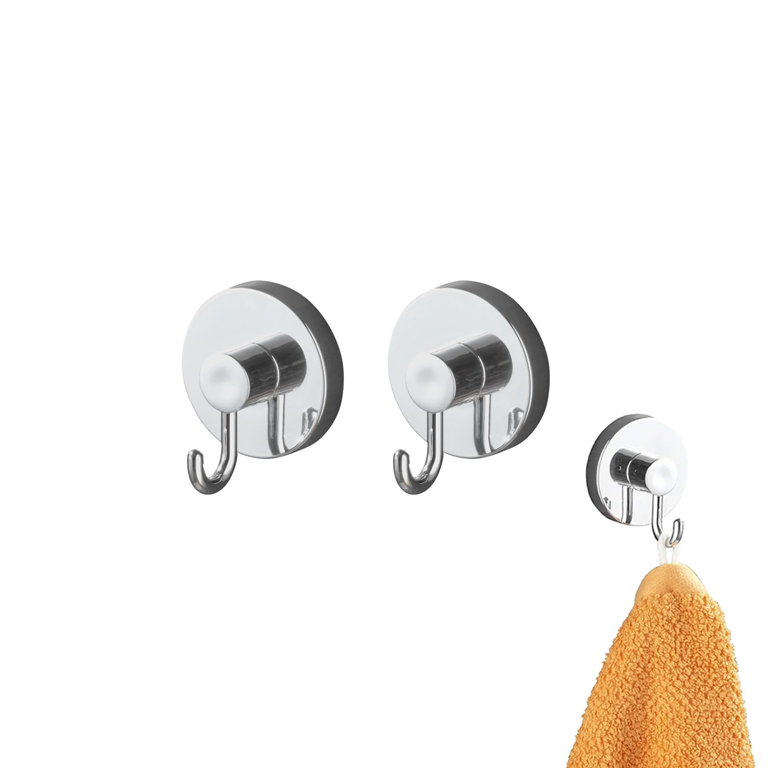 Avilia Set of 2 Towel Rails for Bathroom and Kitchen with Fixing Without Holes – Towel Holder with Suction Cup, Metal, 7 x 4.5 x 6 cm