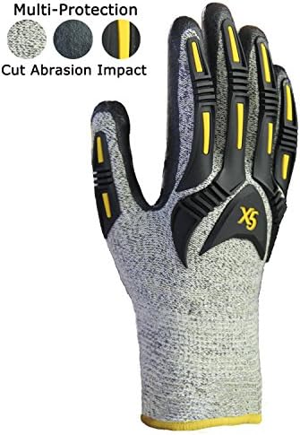 Impact Reducing Safety Gloves, Cut Resistant Shell with Nitrile Palm Coated, Level 5 Abrasion Tear Puncture Protection, Garden Construction Mechanic Heavy Duty Work Gloves, In Large Size Fits All.