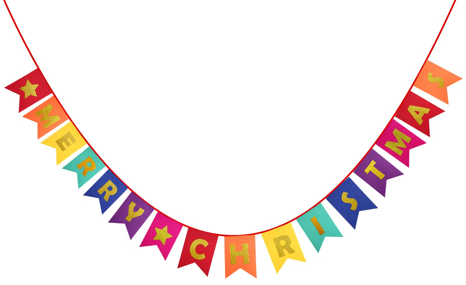 jijAcraft Merry Christmas Glitter Banner, 4M Pre-Assembled Felt Banner Garland for Christmas Party, Home, Office, Farmhouse, Door Fireplace Mantel Wall Decorations